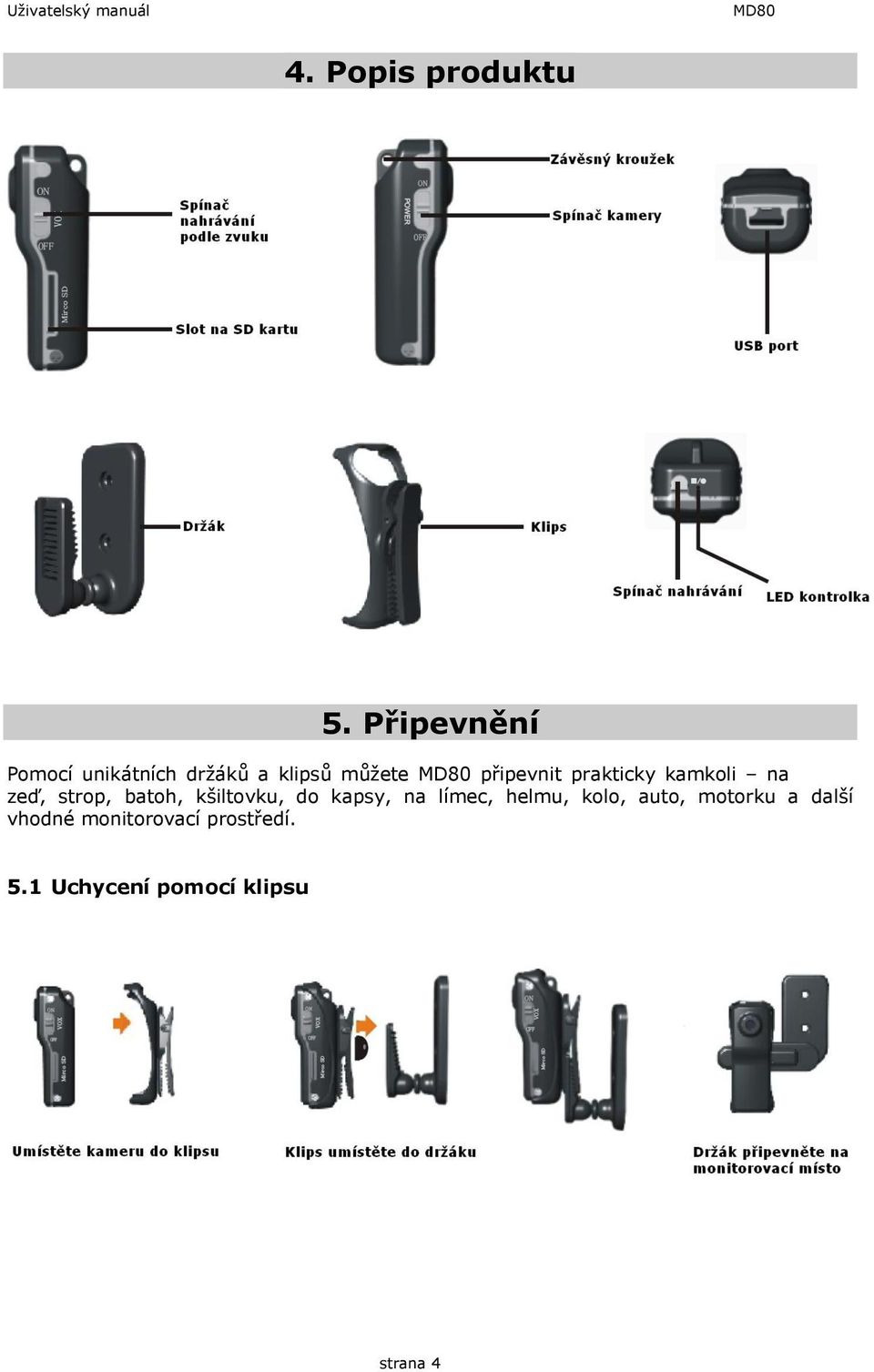 prakticky kamkoli na zeď, strop, batoh, kšiltovku, do kapsy, na