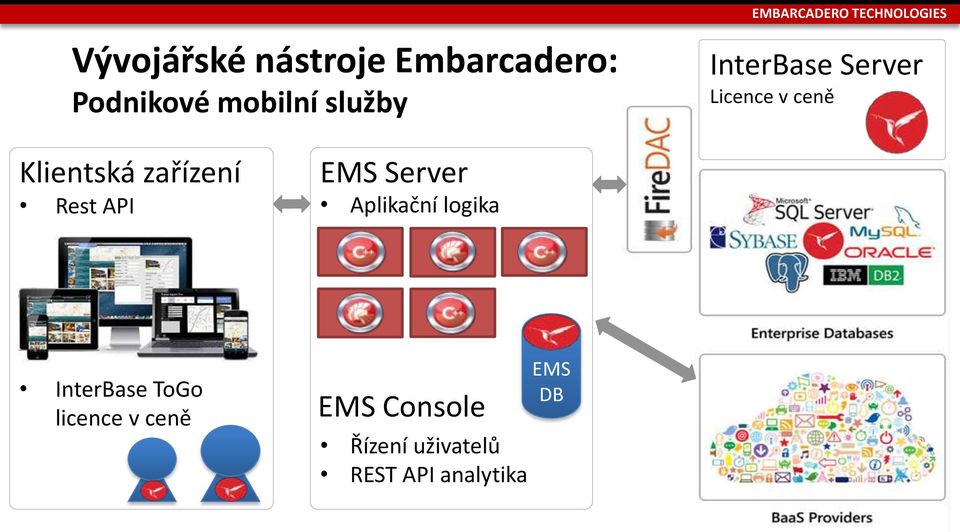 API EMS Server Aplikační logika InterBase ToGo licence v