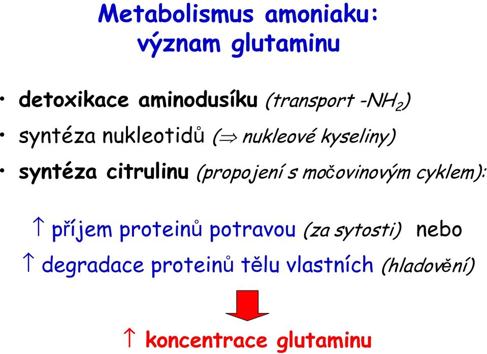 citrulinu (propojení s močovinovým cyklem): příjem proteinů potravou