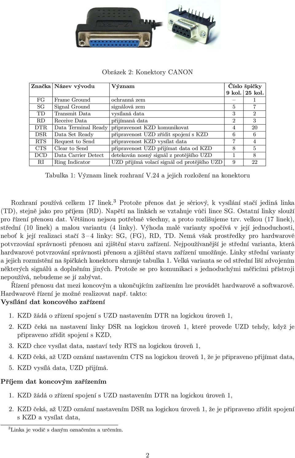 Data Set Ready připravenost UZD zřídit spojení s KZD 6 6 RTS Request to Send připravenost KZD vysílat data 7 4 CTS Clear to Send připravenost UZD přijímat data od KZD 8 5 DCD Data Carrier Detect