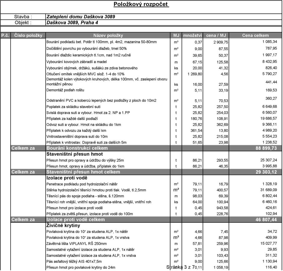 vnějších MVC slož. 1-4 do 10% m² 1 269,80 4,56 5 790,27 Demontáž kolen výtokových kruhových, délka 100mm, vč.