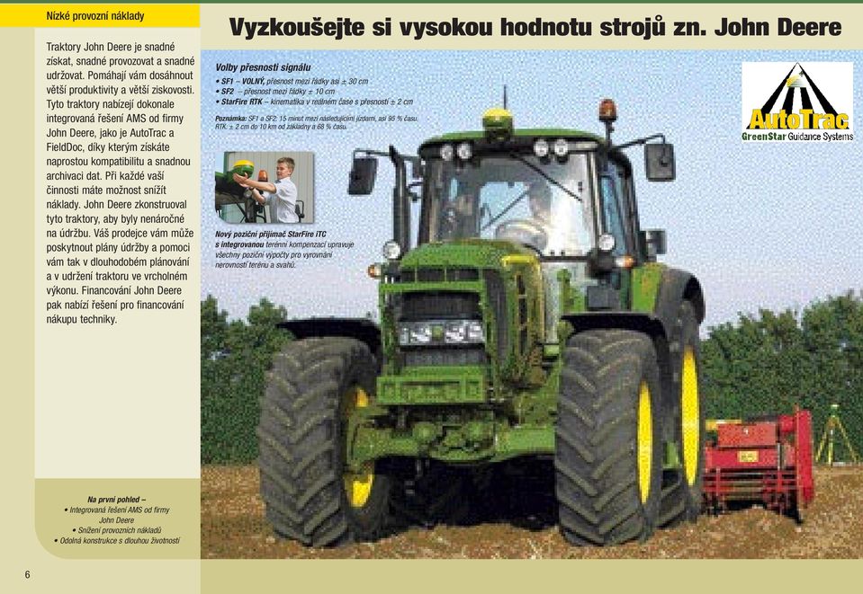 Při každé vaší činnosti máte možnost snížít náklady. John Deere zkonstruoval tyto traktory, aby byly nenáročné na údržbu.