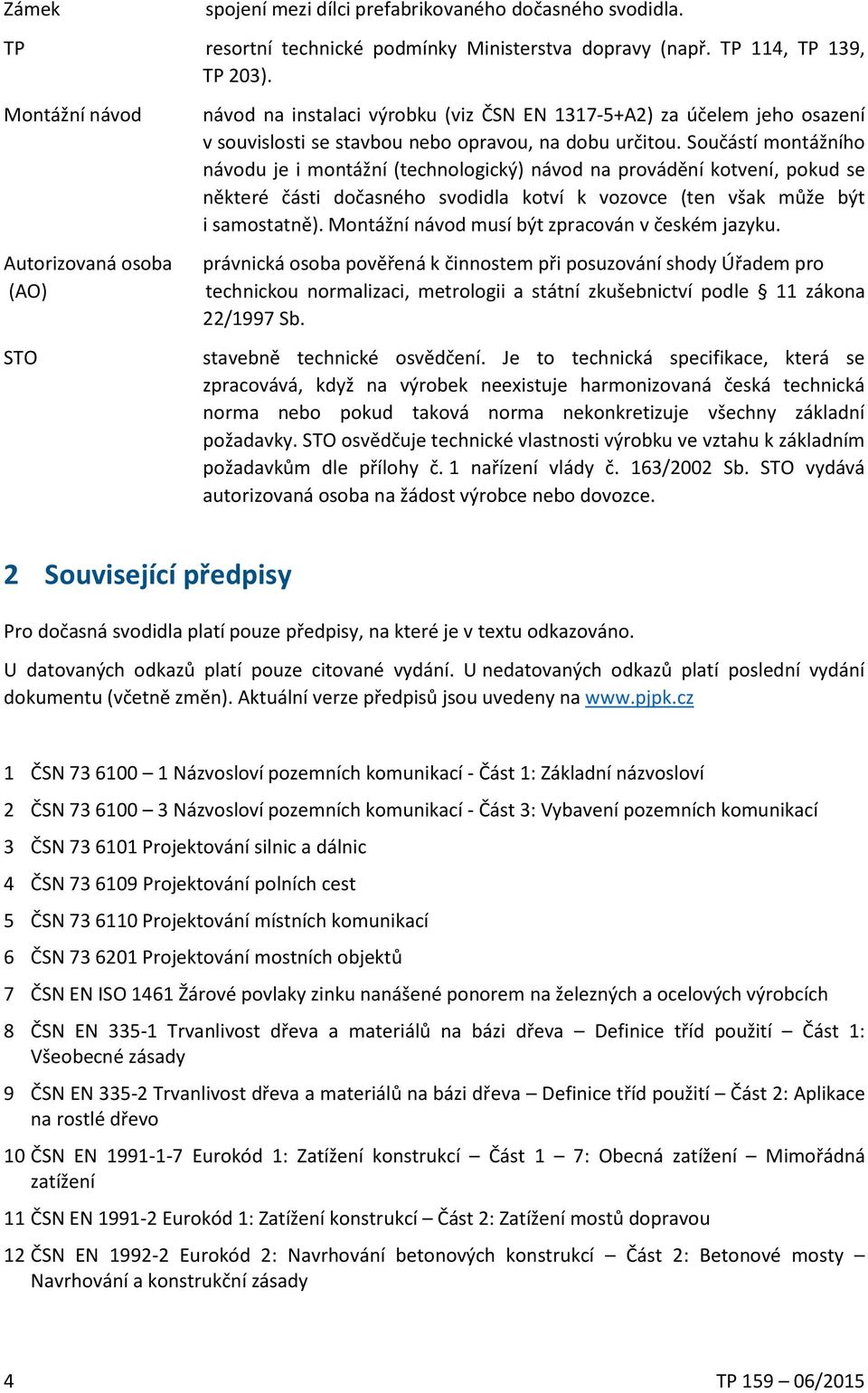 Součástí montážního návodu je i montážní (technologický) návod na provádění kotvení, pokud se některé části dočasného svodidla kotví k vozovce (ten však může být i samostatně).