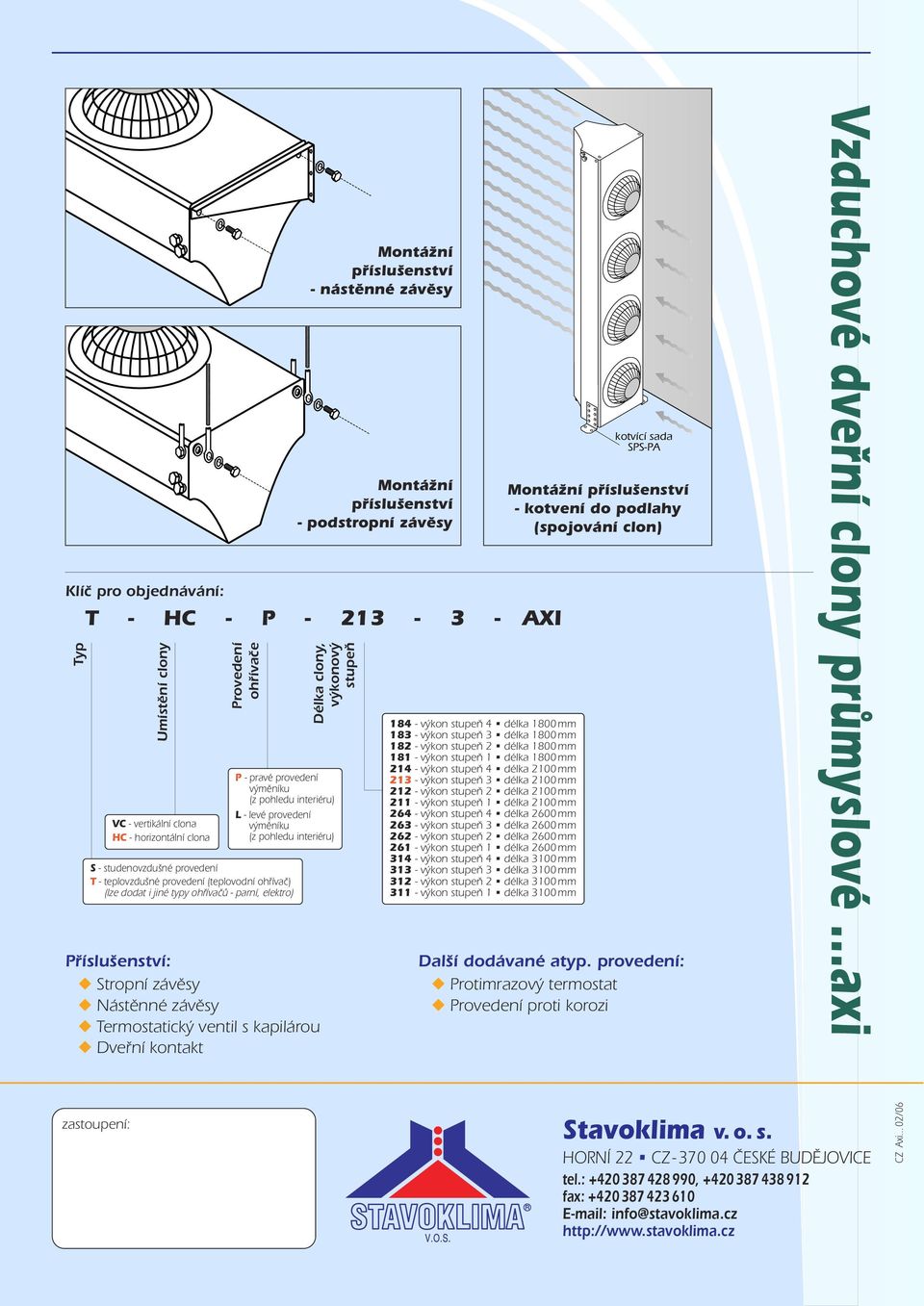 Příslušenství: Stropní závěsy Nástěnné závěsy Termostatický ventil s kapilárou Dveřní kontakt Montážní příslušenství - nástěnné závěsy Montážní příslušenství - podstropní závěsy 184 - výkon stupeň 4