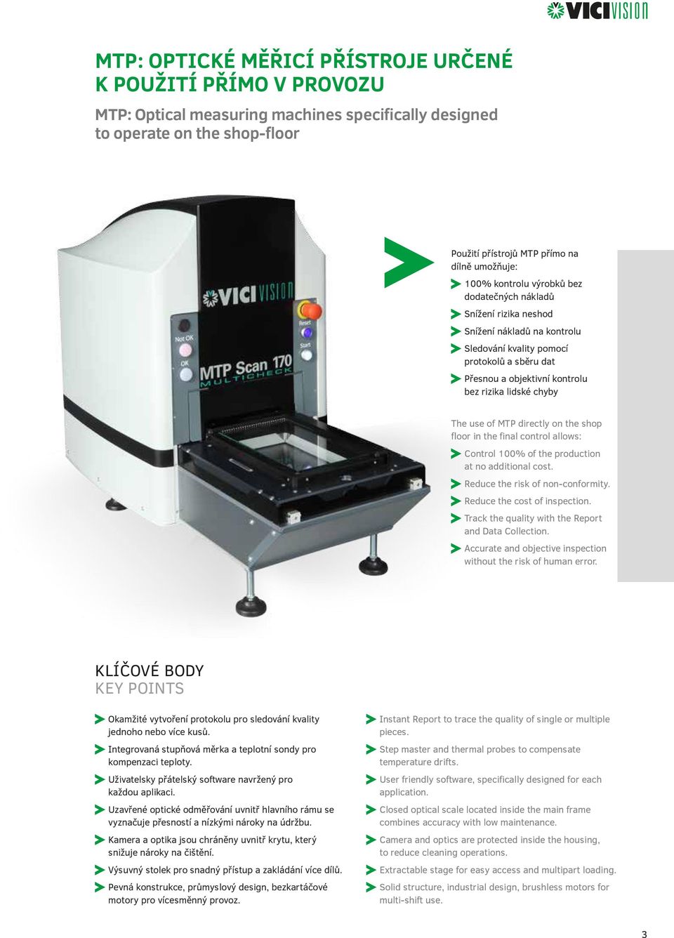 of MTP directly on the shop floor in the final control allows: Control 100% of the production at no additional cost. Reduce the risk of non-conformity. Reduce the cost of inspection.