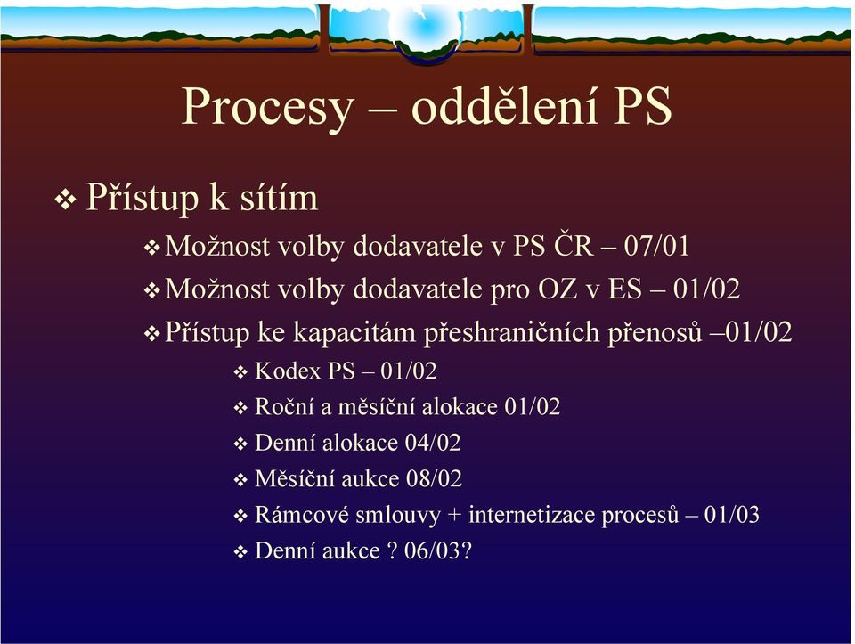 přenosů 01/02 Kodex PS 01/02 Roční a měsíční alokace 01/02 Denní alokace 04/02