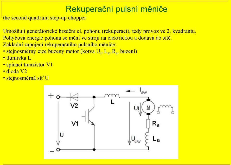 Pohybová energie pohonu se mění ve stroji na elektrickou a dodává do sítě.