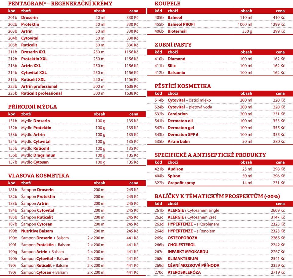 professional 500 ml 1638 Kč PŘÍRODNÍ MÝDLA 151b Mýdlo Droserin 100 g 135 Kč 152b Mýdlo Protektin 100 g 135 Kč 153b Mýdlo Artrin 100 g 135 Kč 154b Mýdlo Cytovital 100 g 135 Kč 155b Mýdlo Ruticelit 100