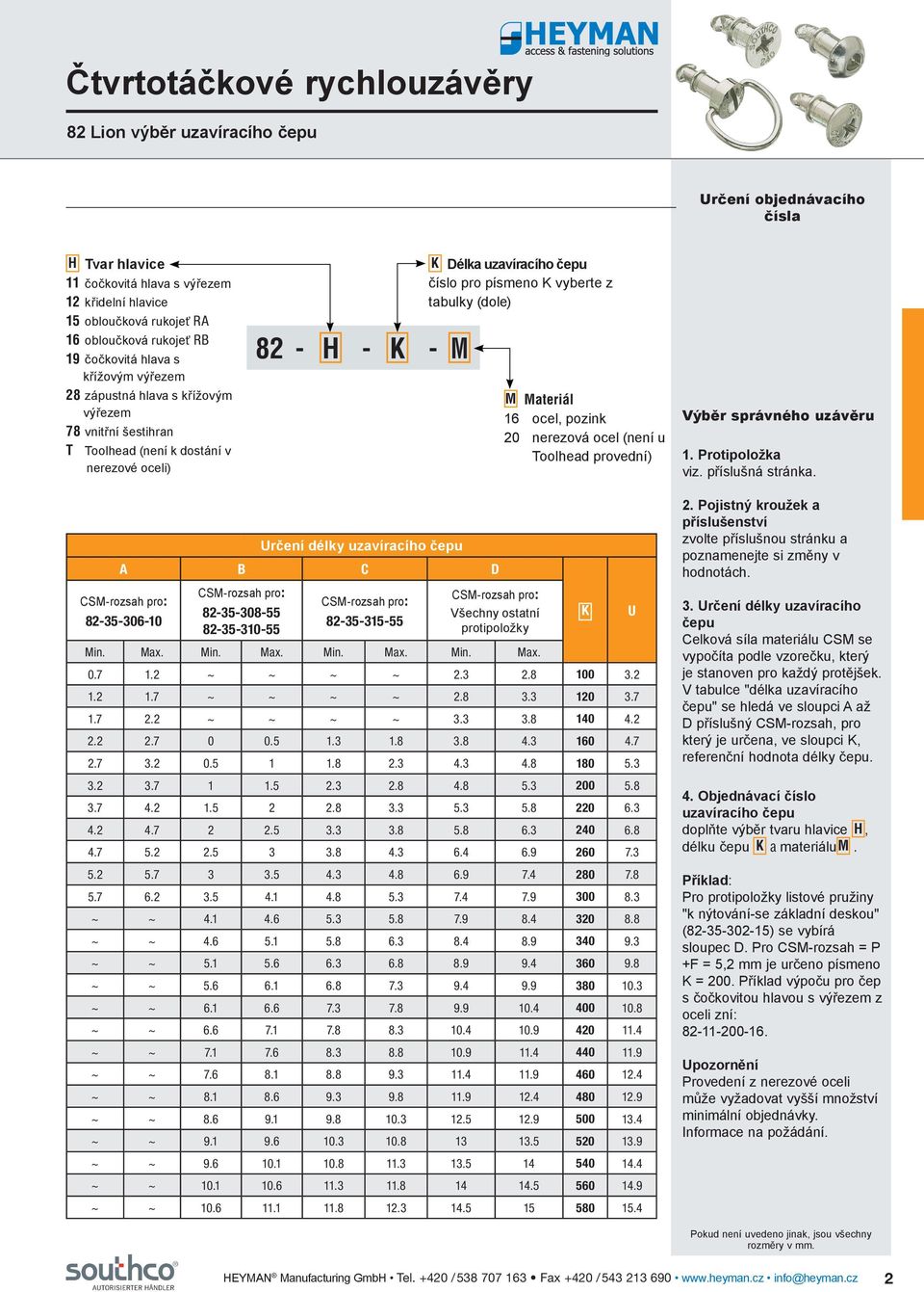 (dole) M Materiál 16 ocel, pozink 20 nerezová ocel (není u Toolhead provední) Výběr správného uzávěru 1. rotipoložka viz. příslušná stránka.