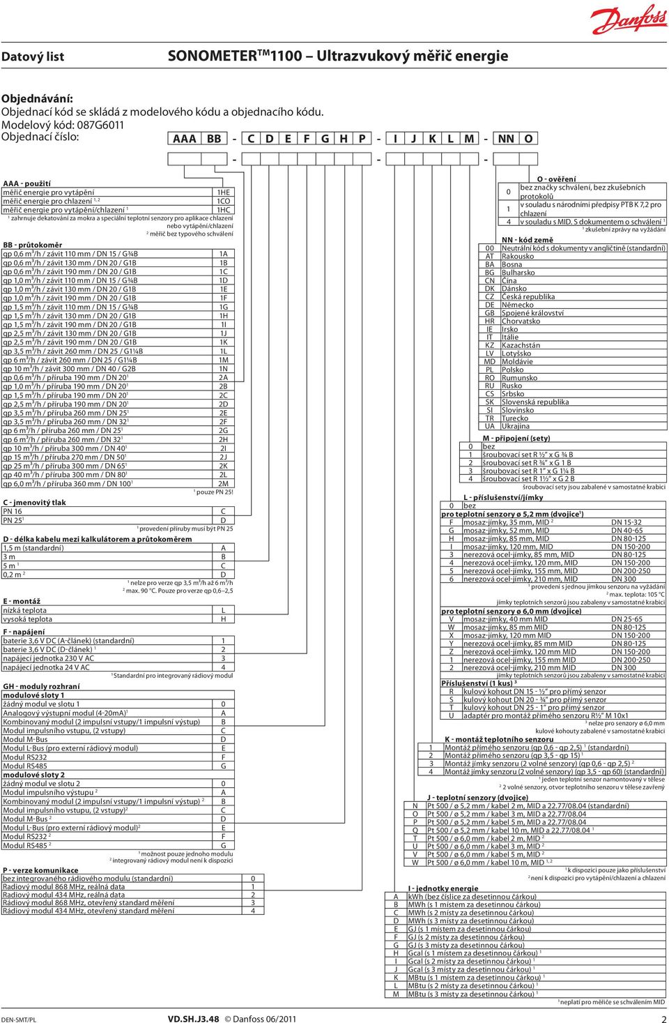 zahrnuje dekatování za mokra a speciální teplotní senzory pro aplikace chlazení nebo vytápění/chlazení měřič bez typového schválení BB - průtokoměr qp 0,6 m³/h / závit 0 mm / 5 / G¾B A qp 0,6 m³/h /