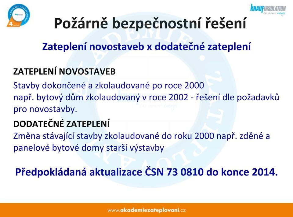 bytový dům zkolaudovaný v roce 2002 - řešení dle požadavků pro novostavby.