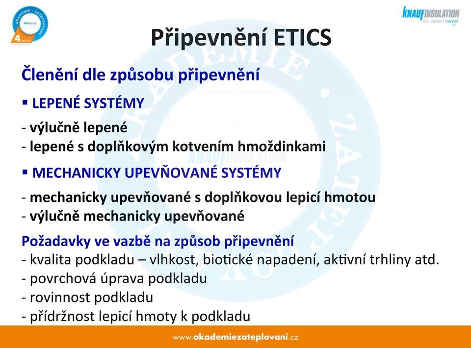 MECHANICKY UPEVŇOVANÉ SYSTÉMY - mechanicky upevňované s doplňkovou lepicí hmotou - výlučně mechanicky