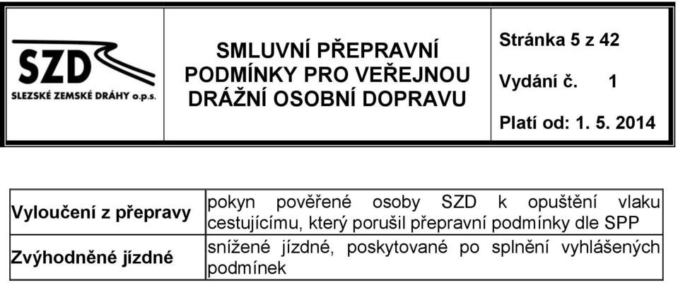 cestujícímu, který porušil přepravní podmínky dle