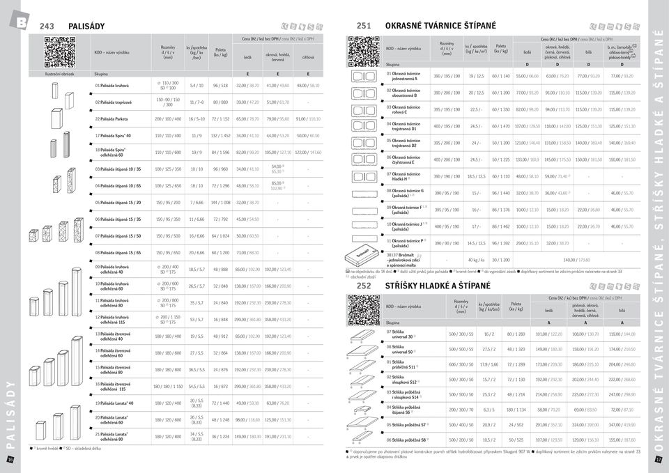 Spira 40 110 / 110 0 11 / 9 132 / 1 452 34,00 / 41,10 44,00 / 53,20 50,00,50 18 Palisáda Spira odlehčená 60 110 / 110 0 19 / 9 84 / 1 596 82,00 / 99,20 105,00 / 127,10 122,00 / 147,60 03 Palisáda