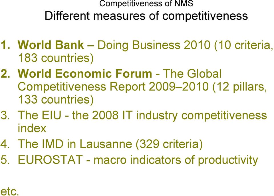 World Economic Forum - The Global Competitiveness Report 2009 2010 (12 pillars, 133