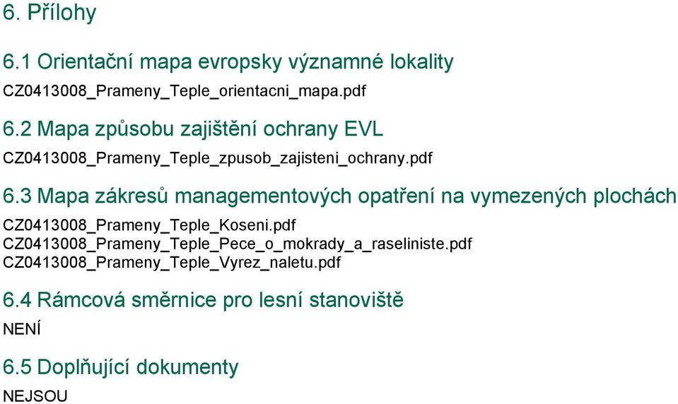 3 Mapa zákresů managementových opatření na vymezených plochách CZ0413008_Prameny_Teple_Koseni.