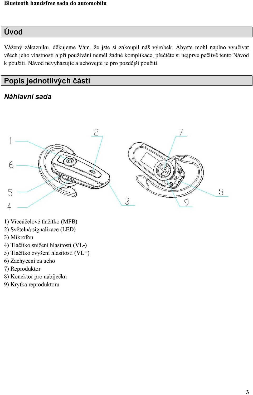 použití. Návod nevyhazujte a uchovejte je pro pozdější použití.