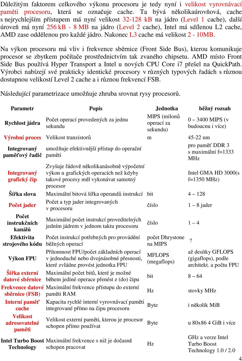 AMD zase oddělenou pro každé jádro. Nakonec L3 cache má velikost 2-10MB.