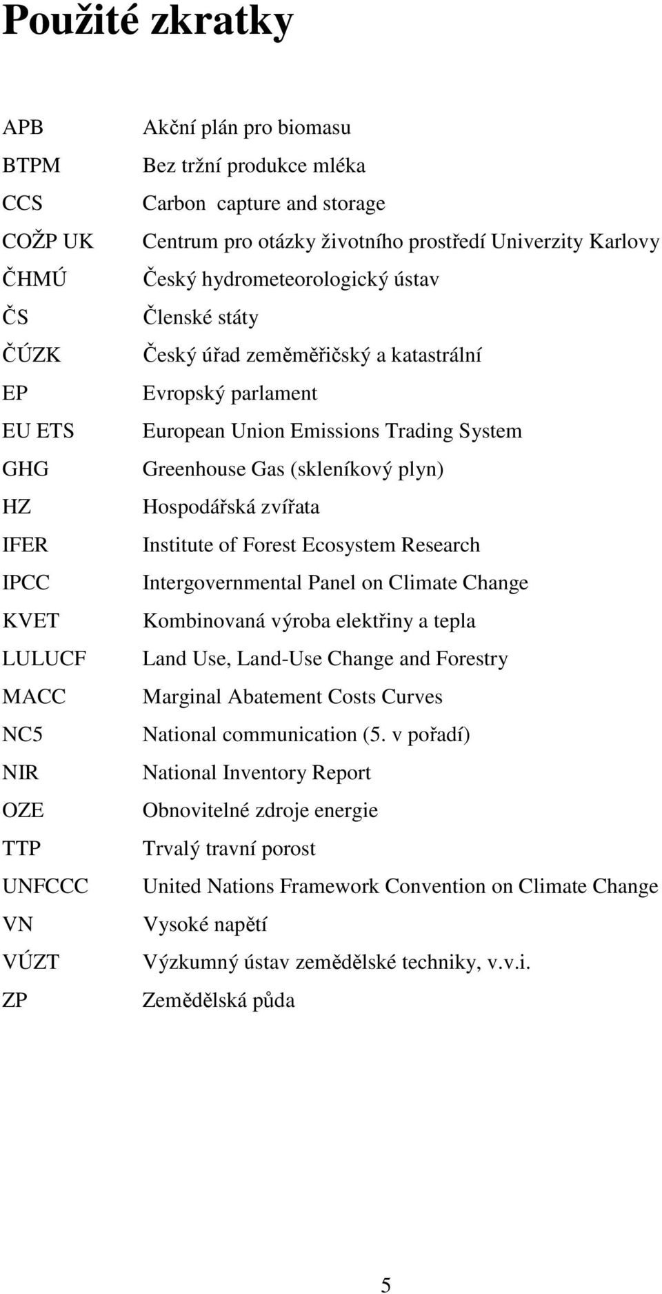 Trading System Greenhouse Gas (skleníkový plyn) Hospodářská zvířata Institute of Forest Ecosystem Research Intergovernmental Panel on Climate Change Kombinovaná výroba elektřiny a tepla Land Use,