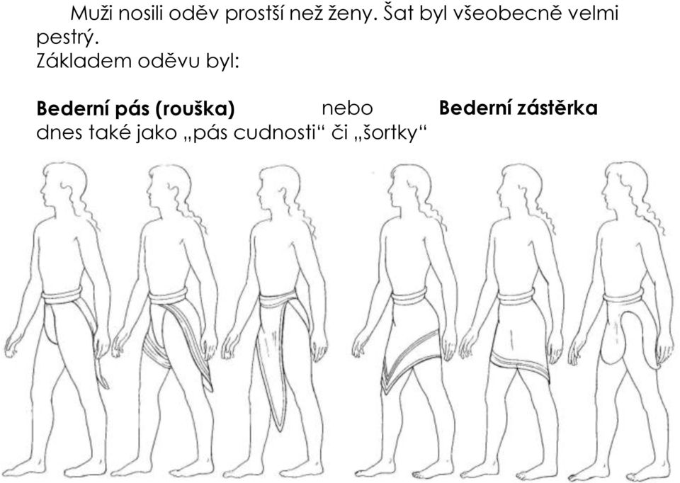 Základem oděvu byl: Bederní pás (rouška)