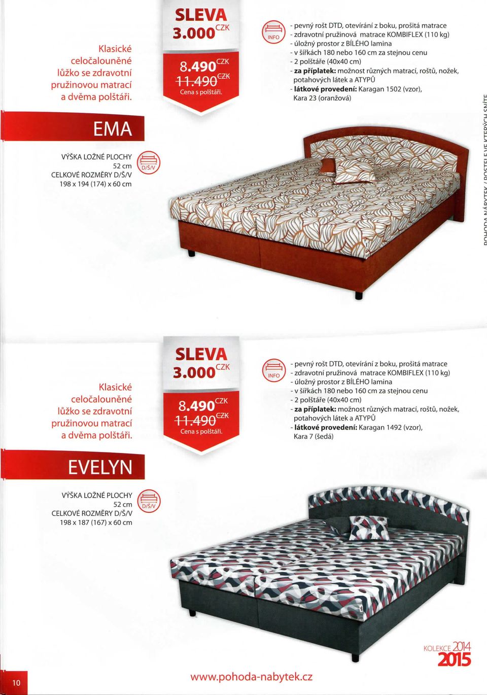 (40x40 cm) - za pfiplatek: moznost ruznych matraci, rostu, nozek, potahovych latek a ATYPU - latkove provedeni: Karagan 1502 (vzor), Kara 23 (oranzova) EMA 52 cm VD/S-V, 198xl94(174)x60cm Klasicke