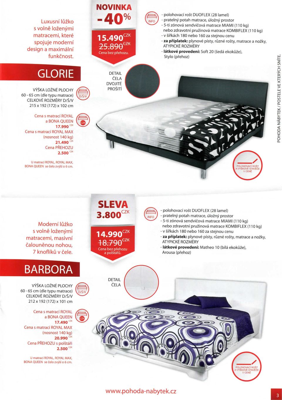 ruzne rosty, matrace a nozky, - latkove provedeni: Soft 20 (seda ekokuze). Stylo (pfehoz) GLORIE 60-55 cm (die typu matrace) 215x 192 (172) X 102 cm.d/sa/ DETAIL CELA DVOJITE PROSiTi 17.990 MAX 21.