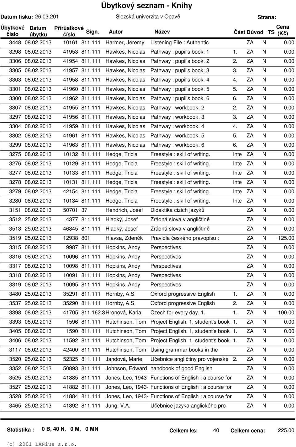 3301 08.02.2013 41960 811.111 Hawkes, Nicolas Pathway : pupil's book. 5 5. 3300 08.02.2013 41962 811.111 Hawkes, Nicolas Pathway : pupil's book. 6 6. 3307 08.02.2013 41955 811.
