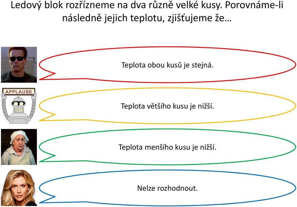 Teplota obou kusů je stejná.