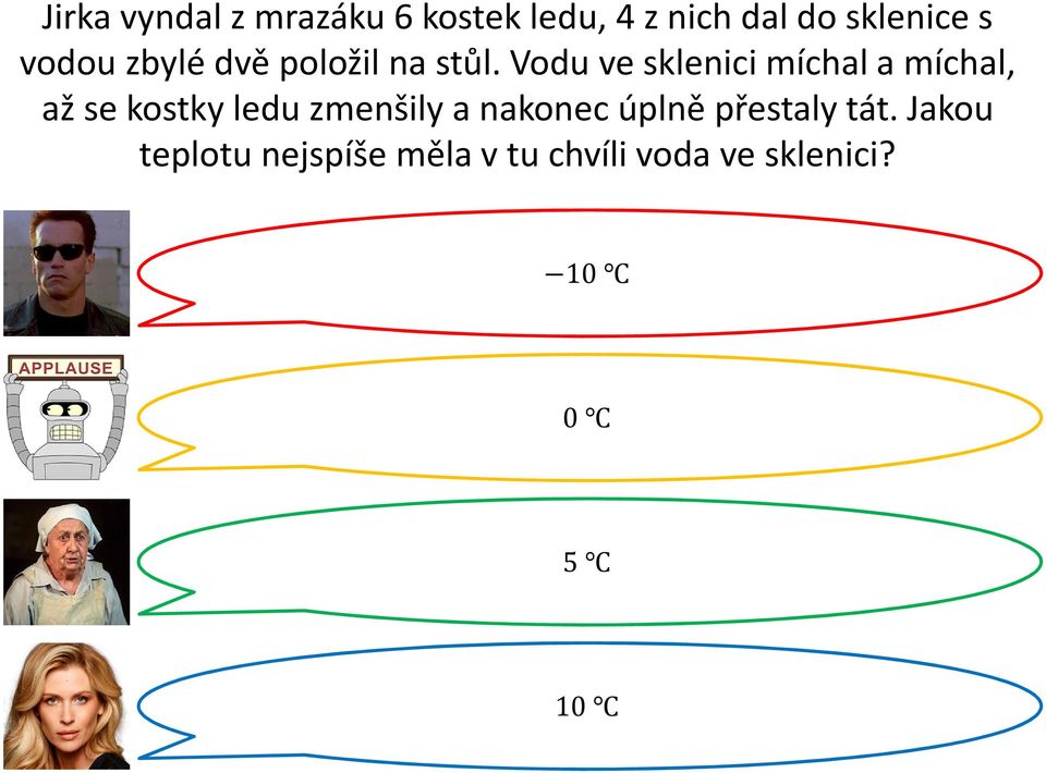 Vodu ve sklenici míchal a míchal, až se kostky ledu zmenšily a