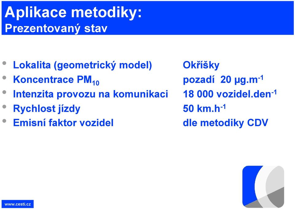 µg.m -1 Intenzita provozu na komunikaci 18 000 vozidel.