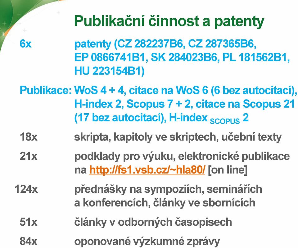 124x 51x 84x skripta, kapitoly ve skriptech, učební texty podklady pro výuku, elektronické publikace na http://fs1.vsb.