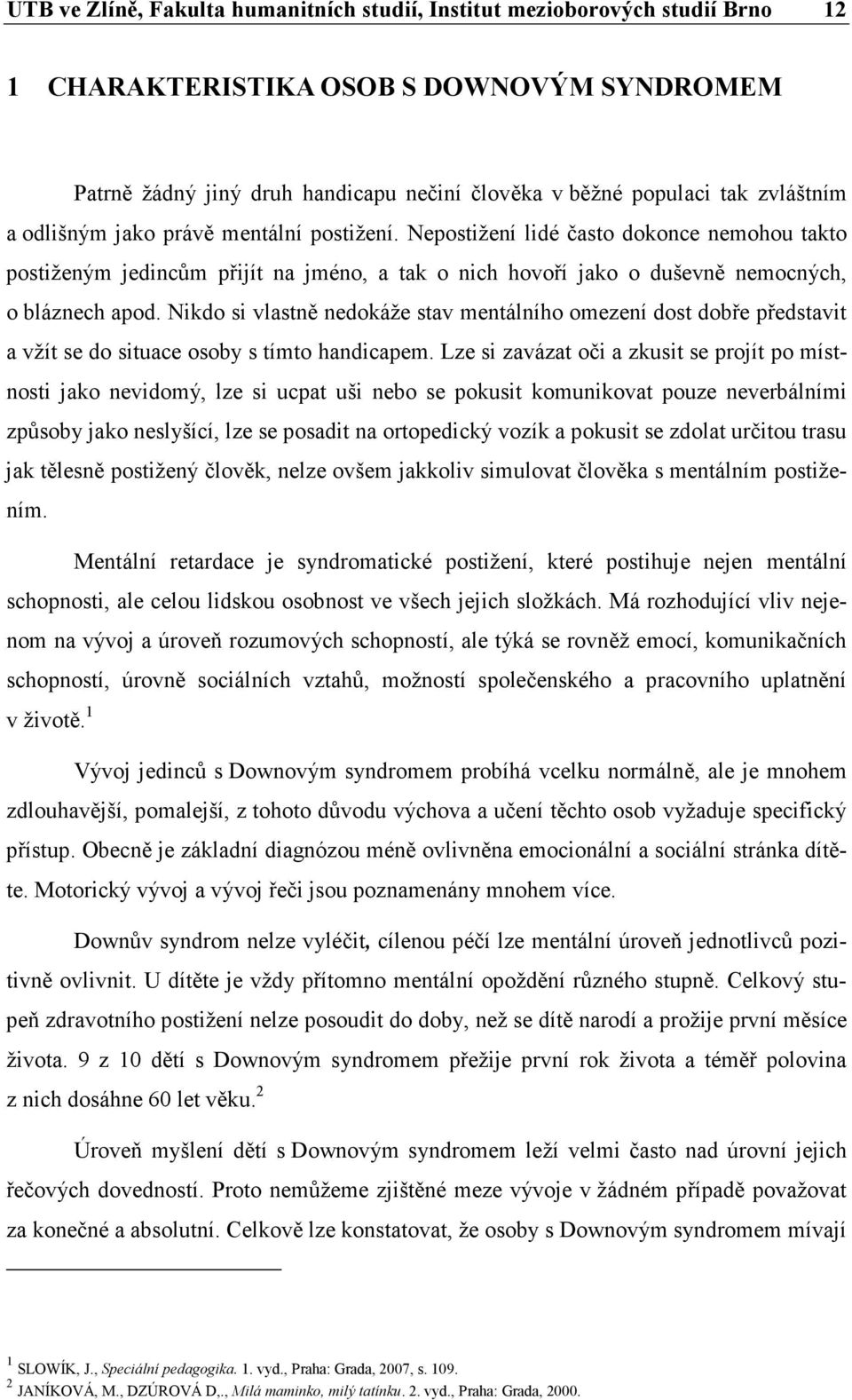 Nikdo si vlastně nedokáže stav mentálního omezení dost dobře představit a vžít se do situace osoby s tímto handicapem.