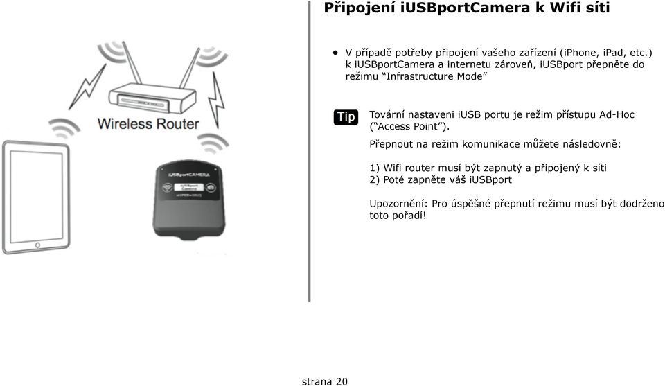 je režim přístupu Ad-Hoc ( Access Point ).