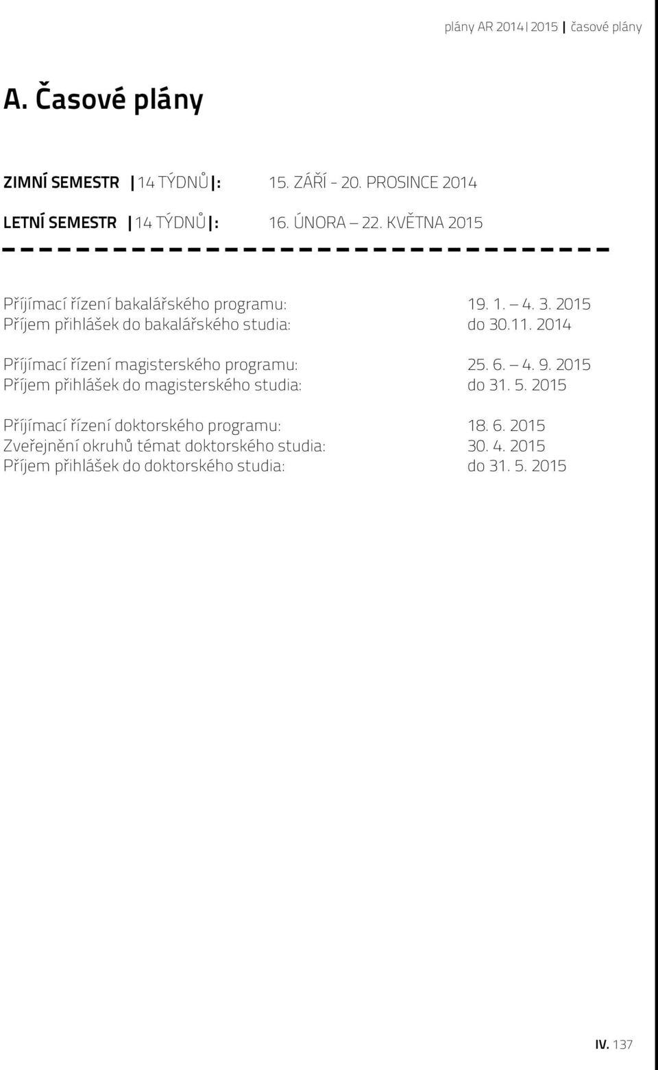 2014 Příjímací řízení magisterského programu: 25. 6. 4. 9. 2015 Příjem přihlášek do magisterského studia: do 31. 5.