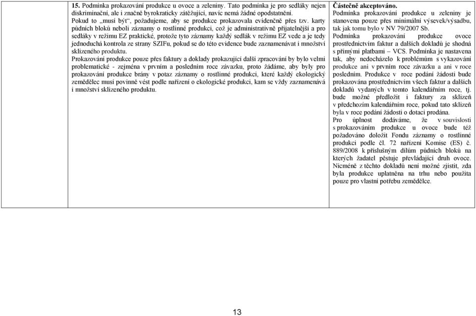 karty půdních bloků neboli záznamy o rostlinné produkci, což je administrativně přijatelnější a pro sedláky v režimu EZ praktické, protože tyto záznamy každý sedlák v režimu EZ vede a je tedy