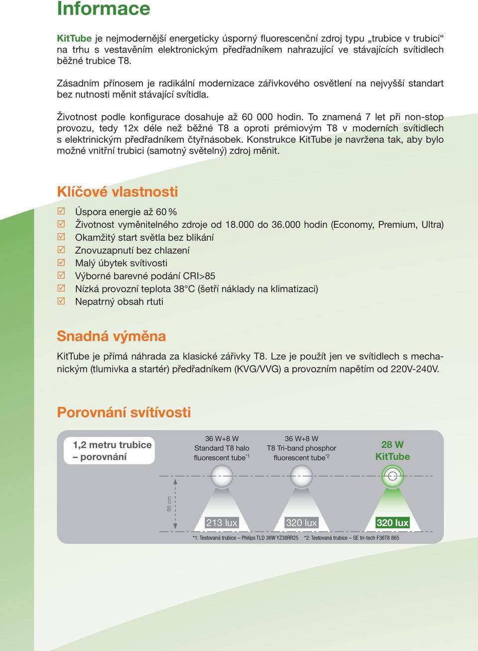 To znamená 7 let při non-stop provozu, tedy 12x déle než běžné T8 a oproti prémiovým T8 v moderních svítidlech s elektrinickým em čtyřnásobek.