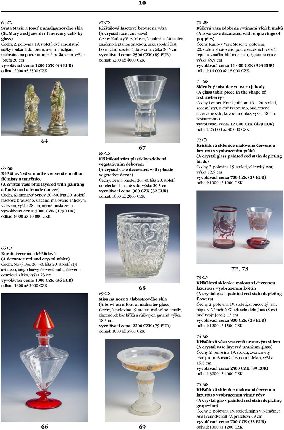 váza modře vrstvená s malbou flétnisty a tanečnice (A crystal vase blue layered with painting a flutist and a female dancer) Čechy, Kamenický Šenov, 20.-30. léta 20.