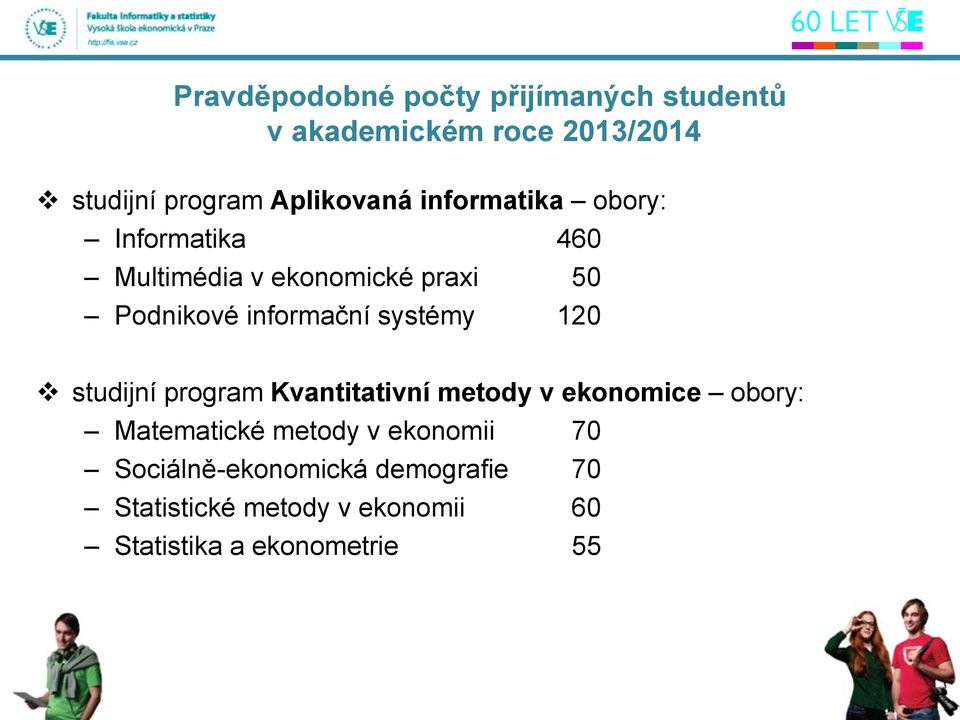 informační systémy 120 studijní program Kvantitativní metody v ekonomice obory: Matematické