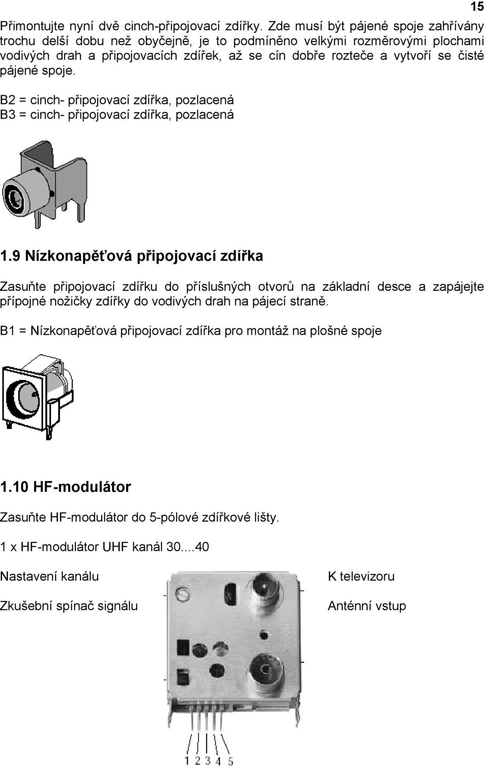 čisté pájené spoje. B2 = cinch- připojovací zdířka, pozlacená B3 = cinch- připojovací zdířka, pozlacená 15 1.