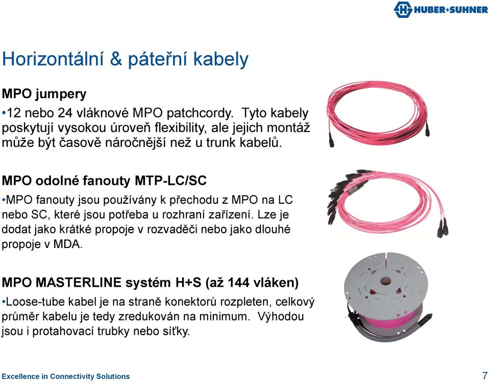 MPO odolné fanouty MTP-LC/SC MPO fanouty jsou používány k přechodu z MPO na LC nebo SC, které jsou potřeba u rozhraní zařízení.