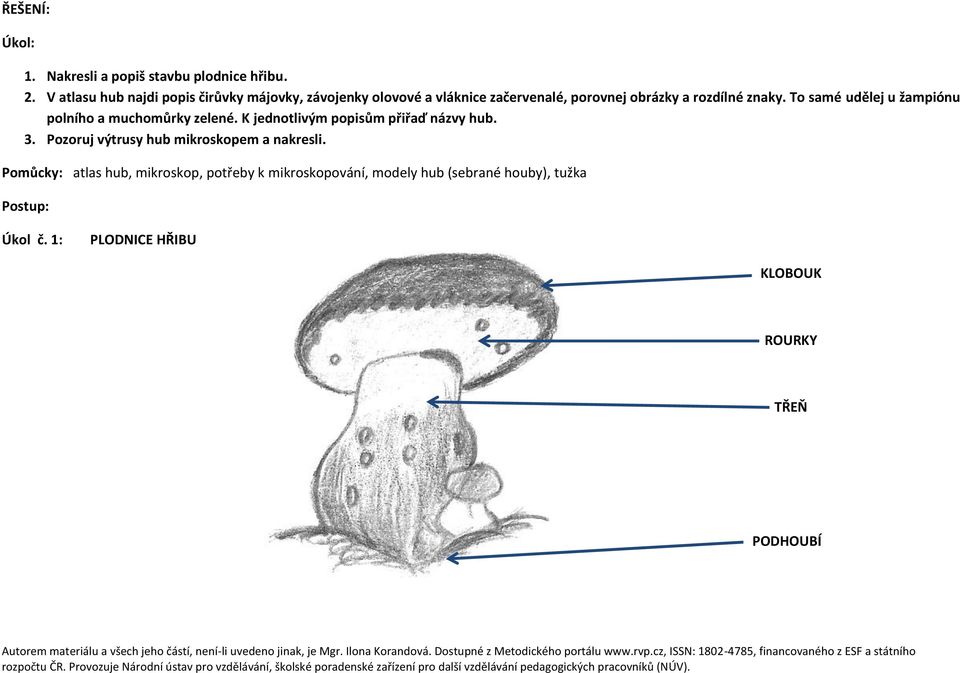 To samé udělej u žampiónu polního a muchomůrky zelené. K jednotlivým popisům přiřaď názvy hub. 3.