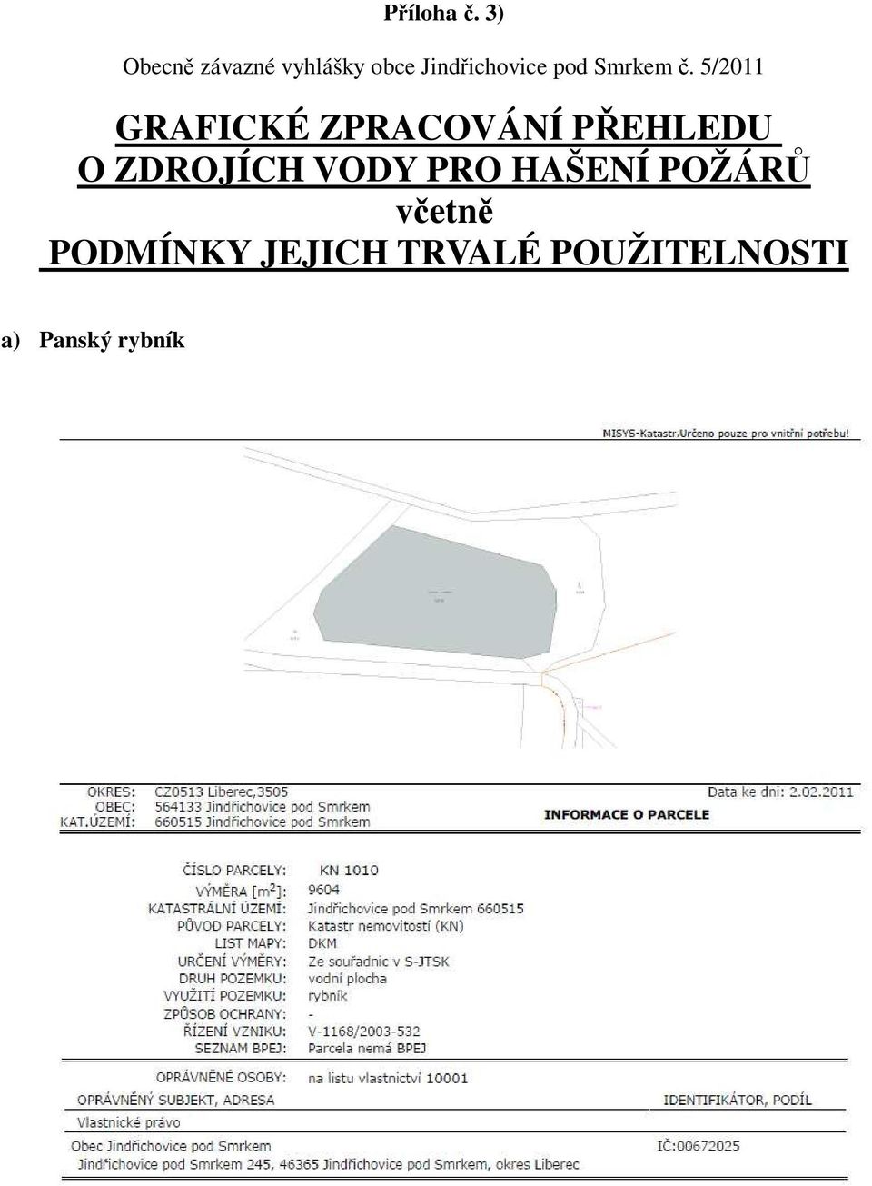 ZDROJÍCH VODY PRO HAŠENÍ POŽÁRŮ