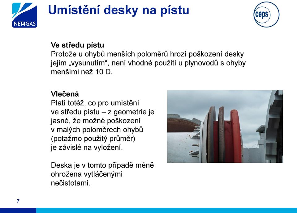 Vlečená Platí totéž, co pro umístění ve středu pístu z geometrie je jasné, že možné poškození v