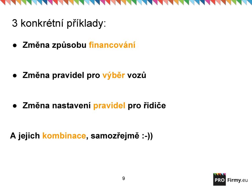 vozů Změna nastavení pravidel pro