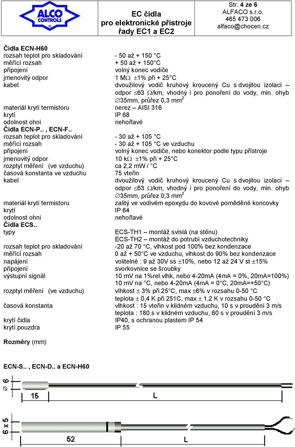 . rozsah teplot pro skladování - 30 až + 105 C - 30 až + 105 C ve vzduchu volný konec vodiče, nebo konektor podle typu přístroje jmenovitý odpor 10 kω ±1% při + 25 C rozptyl měření (ve vzduchu) ca