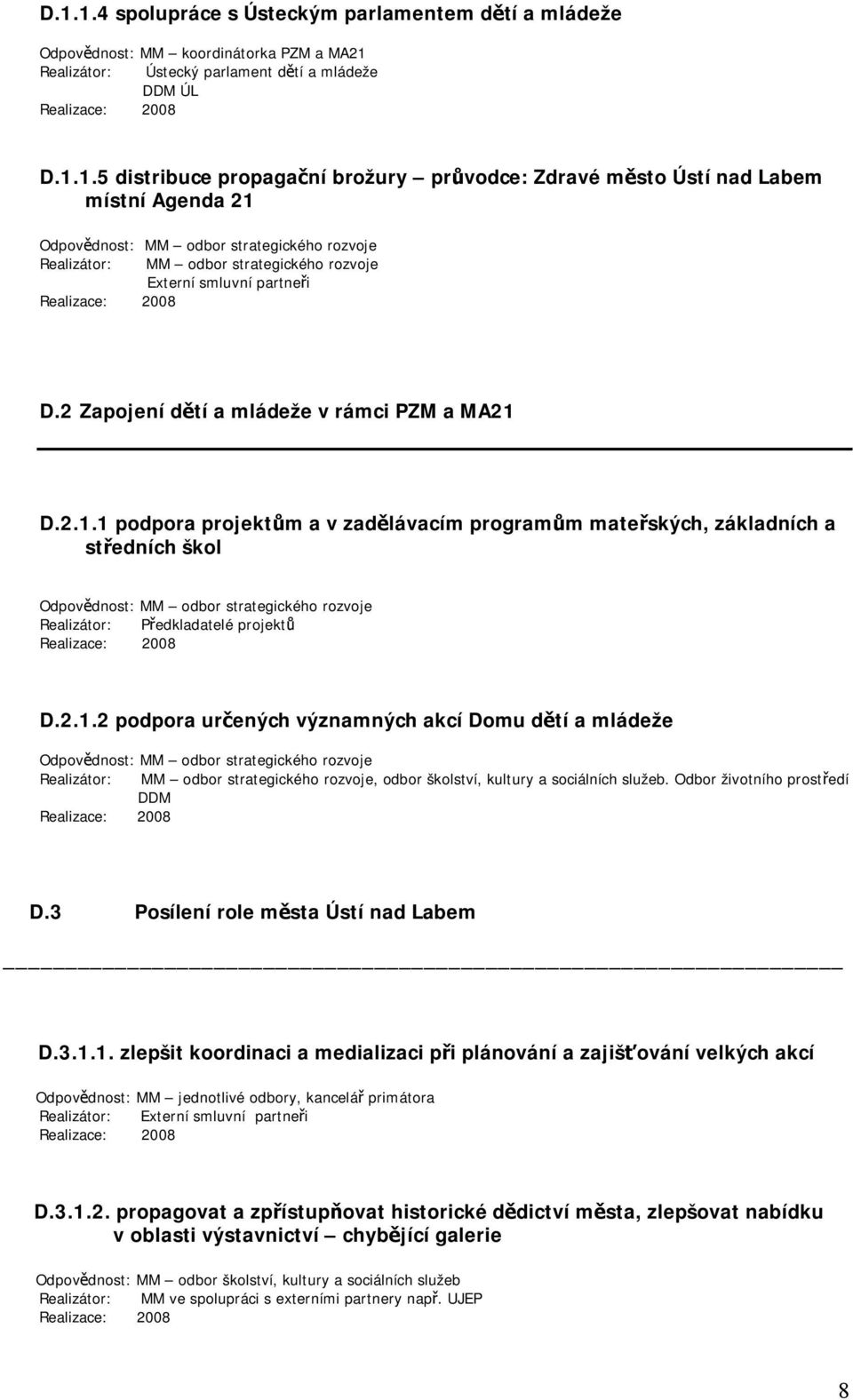 Odbor životního prostředí DDM D.3 Posílení role města Ústí nad Labem D.3.1.