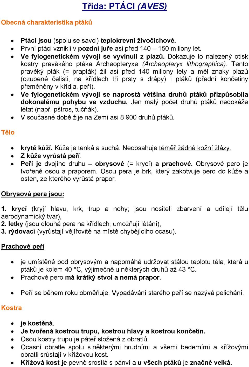 Tento pravěký pták (= prapták) žil asi před 140 miliony lety a měl znaky plazů (ozubené čelisti, na křídlech tři prsty s drápy) i ptáků (přední končetiny přeměněny v křídla, peří).