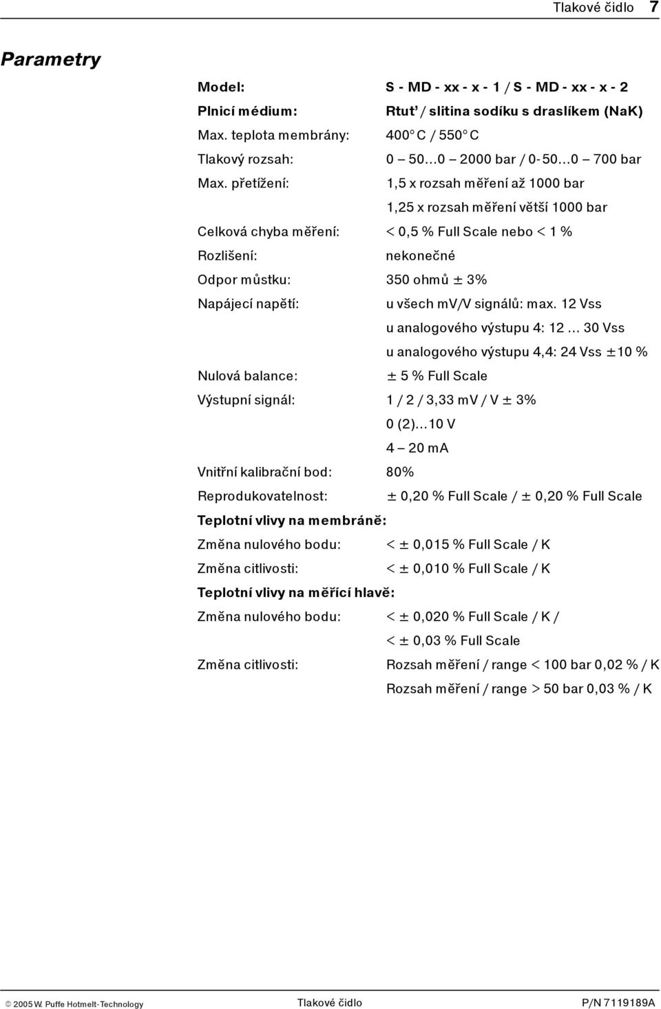 všech mv/v signálů:max.12vss u analogového výstupu 4: 12... 30 Vss u analogového výstupu 4,4: 24 Vss ±10 % Nulová balance: ± 5%Fullcale Výstupní signál: 1 / 2 / 3,33 mv / V ± 3% 0 (2).