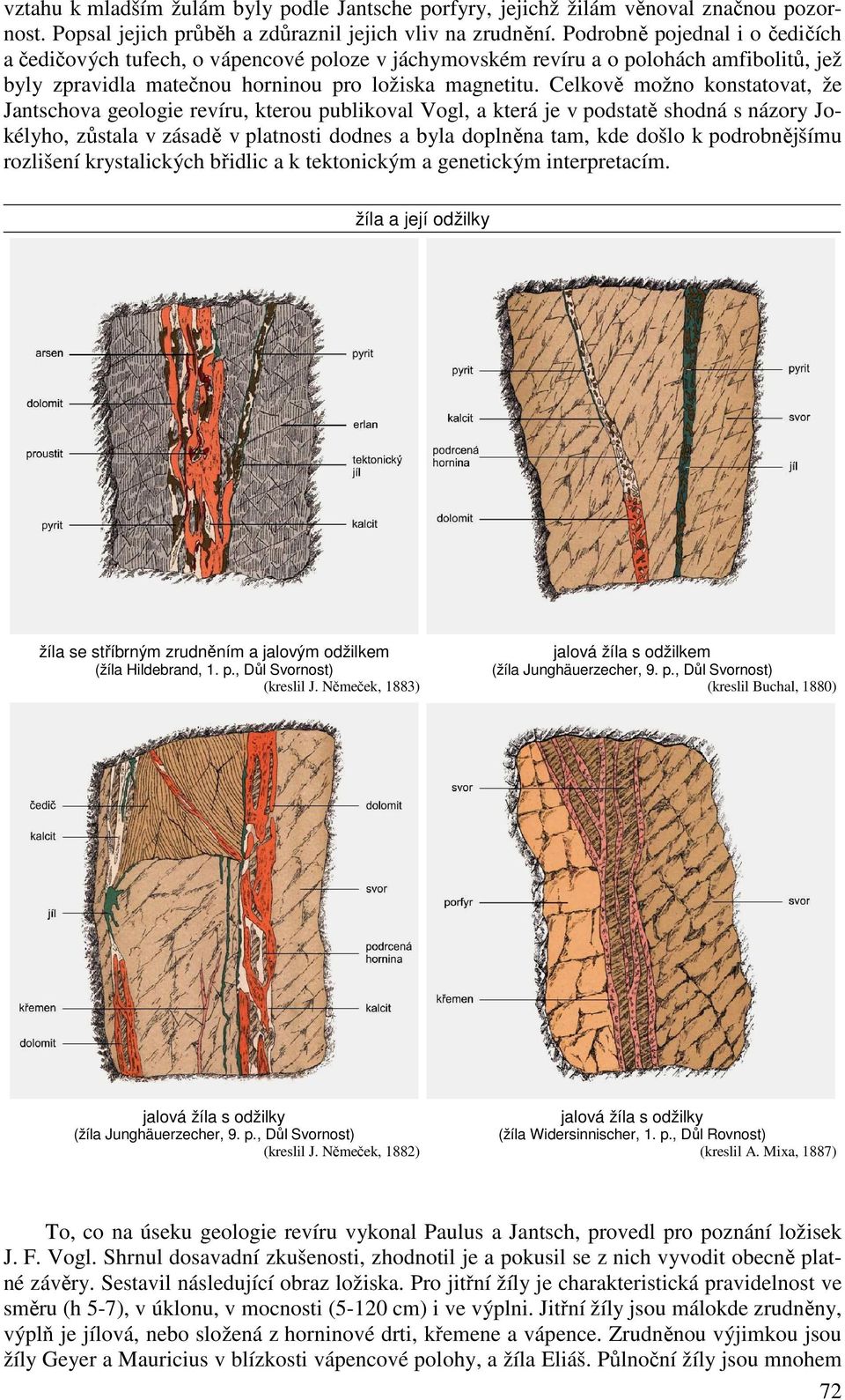 Celkově možno konstatovat, že Jantschova geologie revíru, kterou publikoval Vogl, a která je v podstatě shodná s názory Jokélyho, zůstala v zásadě v platnosti dodnes a byla doplněna tam, kde došlo k