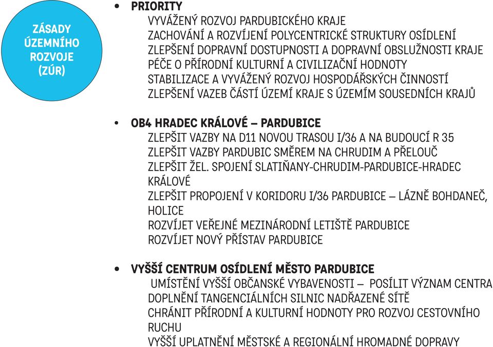 D11 NOVOU TRASOU I/36 A NA BUDOUCÍ R 35 ZLEPŠIT VAZBY PARDUBIC SMĚREM NA CHRUDIM A PŘELOUČ ZLEPŠIT ŽEL.